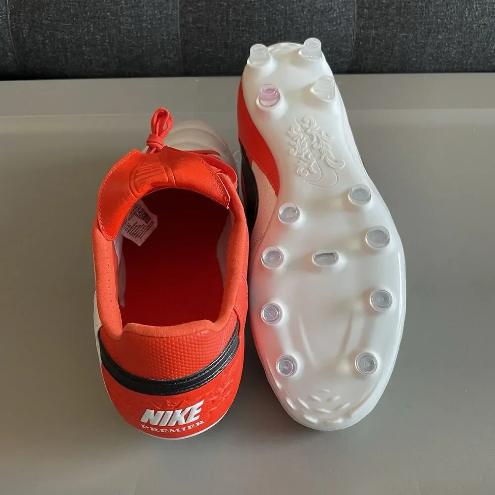 NIKE PREMIER III FG White Orange Black SOCCER Cleats HM0265-800 Men's Size 10.5